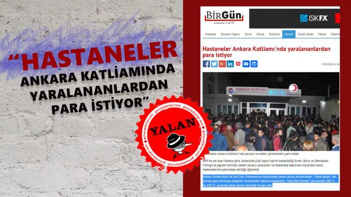 Hastaneler Ankara Katliamında Yaralananlardan Para İstiyor Yalanı