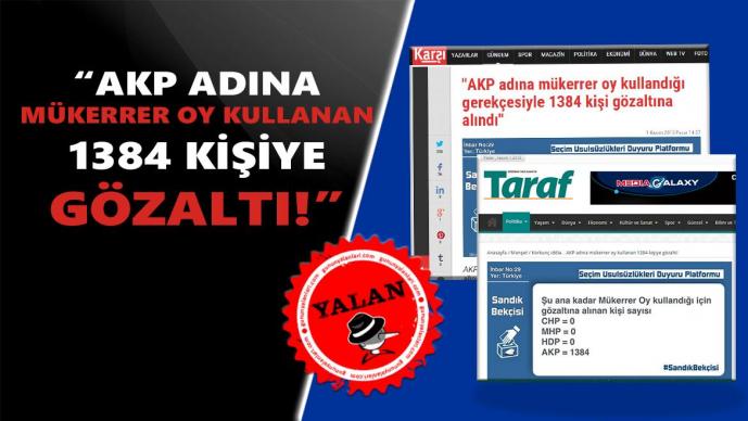"AKP Adına Mükerrer Oy Kullananlara Gözaltı" Yalanı