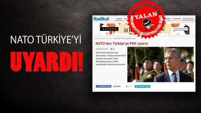NATO'dan Türkiye'ye PKK uyarısı yalanı