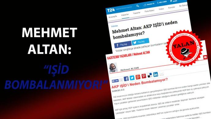 Mehmet Altan'ın "IŞİD Bombalanmıyor" Yalanı