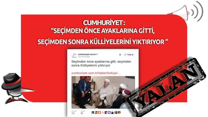 Cumhuriyet'in "Erdoğan Mahmut Efendi Külliyesini Yıktırıyor" Yalanı