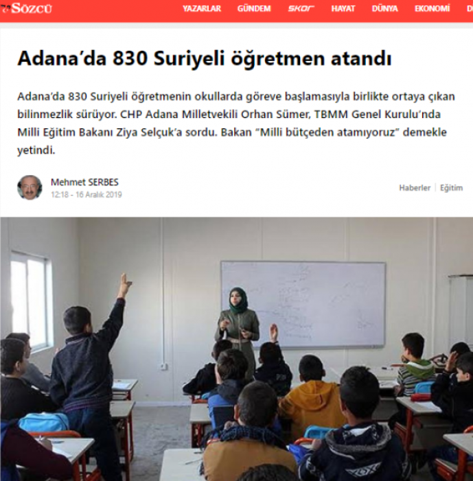"Adana'da Suriyeli öğretmen atandı" yalanı