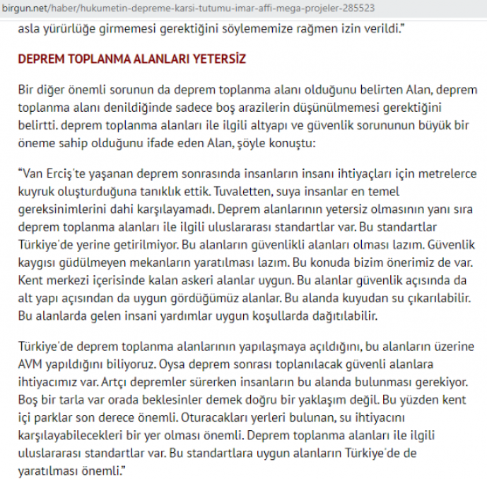 "Türkiye'de deprem toplanma alanları yetersiz" yalanı