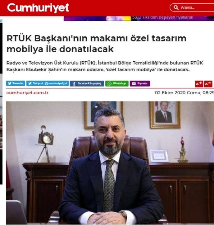 BirGün ve Cumhuriyet Gazetesinin "RTÜK Başkanı’nın odası özel tasarım mobilya ile donatılacak" Yalanı